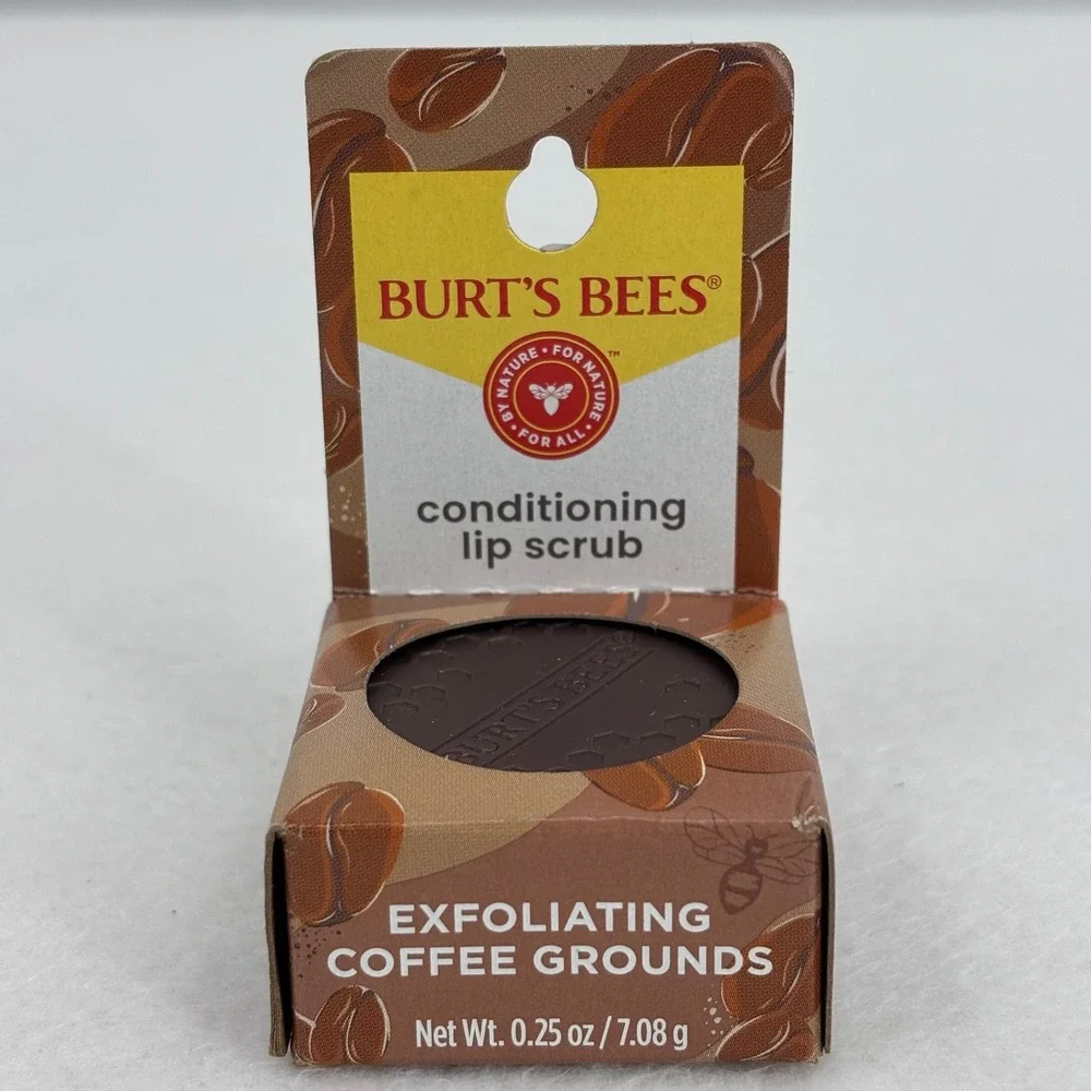 Burt's Bees Conditioning Lip Scrub Exfoliating Coffee Grounds 0.25 oz Pot NIB